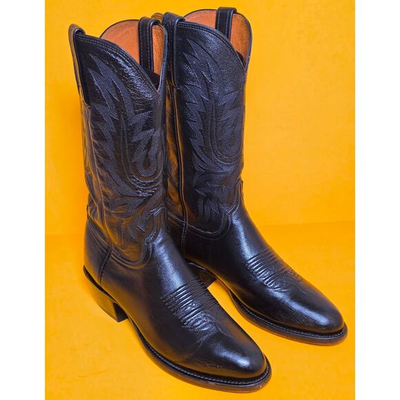 Lucchese 1883 Carson Black Lonestar Calf Leather Cowboy Boots Men 8D M1020.R4 main image 5